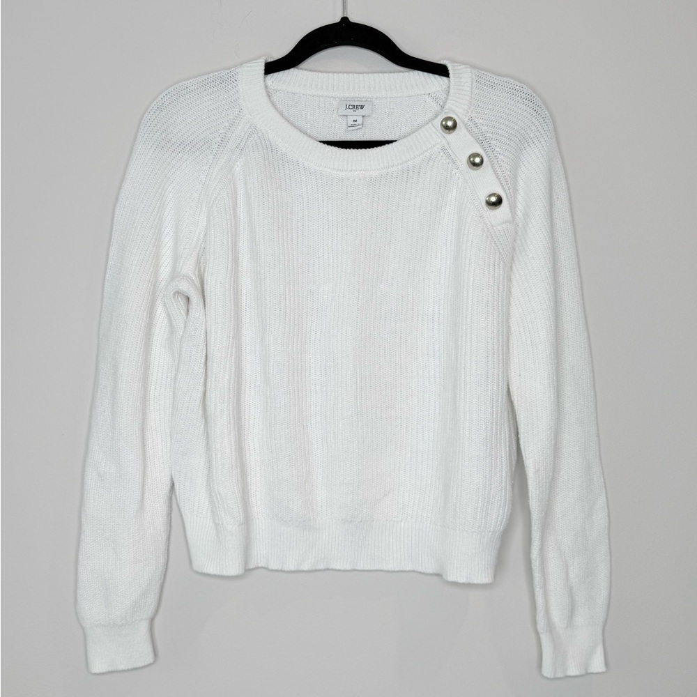 🔥J Crew Cozy White Sweater with Button Detail🔥